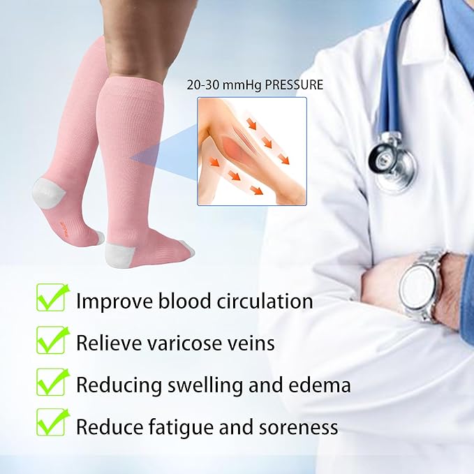 LEVSOX Compression Socks for Pregnant Women 20-30 mmHg Knee High Cute Funny - Image 5
