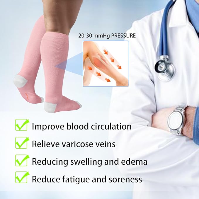 LEVSOX Compression Socks for Pregnant Women 20-30 mmHg Knee High Cute Funny - Image 5