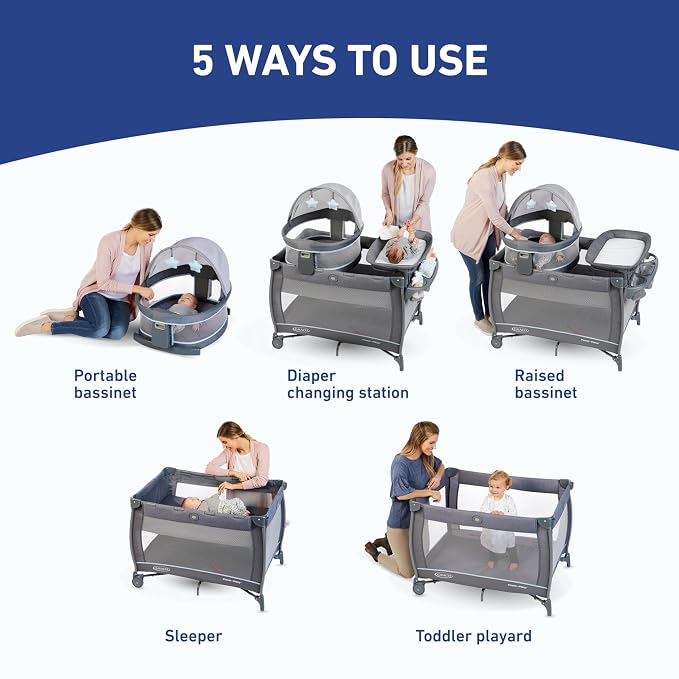 Graco Pack ’n Play Travel Dome LX Playard – Raised Travel Bassinet, UV‑50 Canopy - Image 6