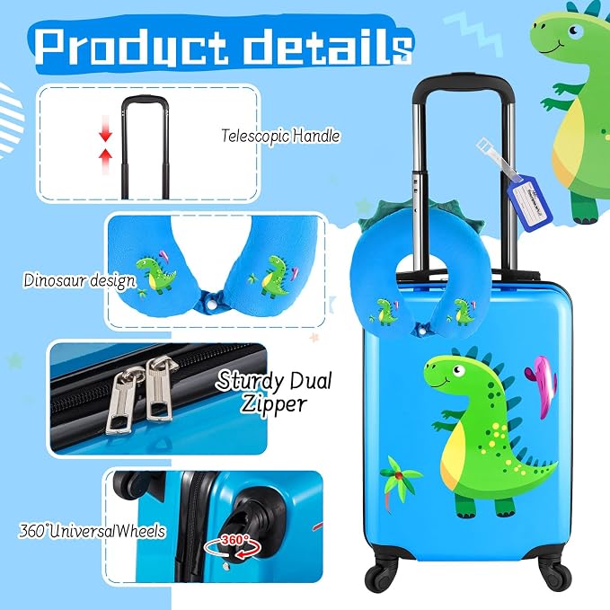 Sanwuta 4 Pcs Kids Luggage Set Kids Backpack Travel Rolling Suitcase - Image 5