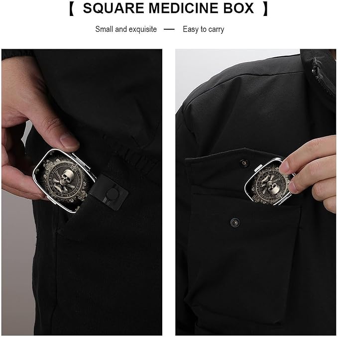 Metal 2 Compartment Pill Organizer Travel Friendly Portable Compact Pill Box - Image 6
