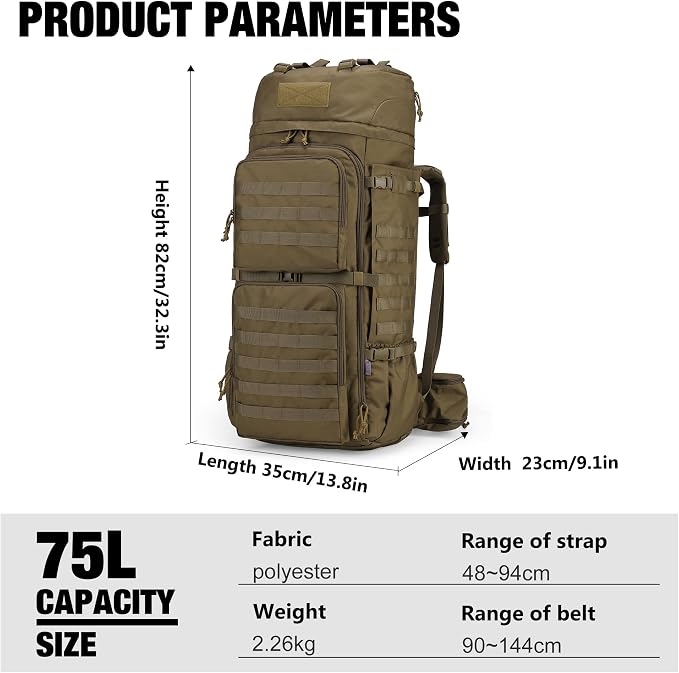 Mardingtop 75L Molle Hiking Internal Frame Backpacks - Image 2