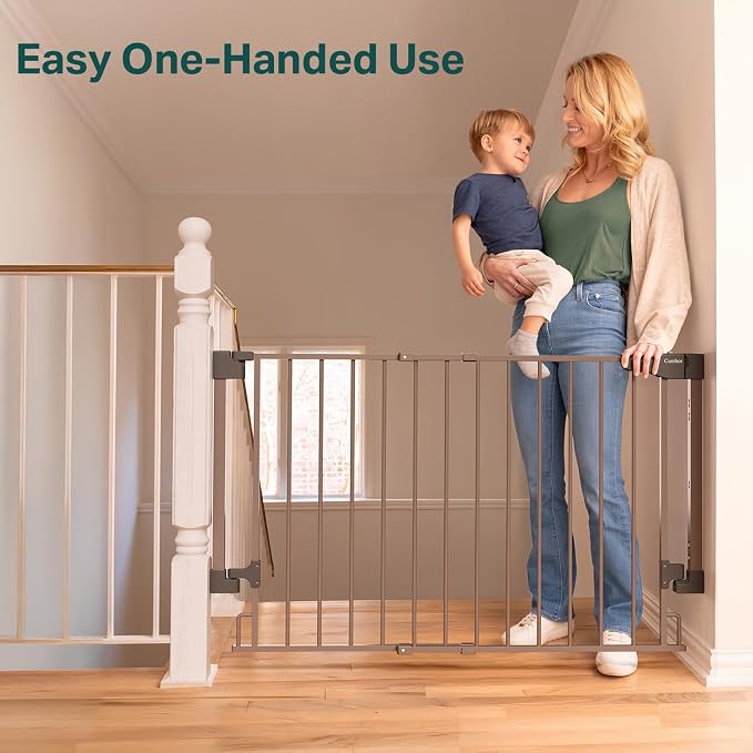 Cumbor 29.2–43" Baby Gate for Stairs, Wall-Mounted, Expandable No Bottom Bar - Image 7