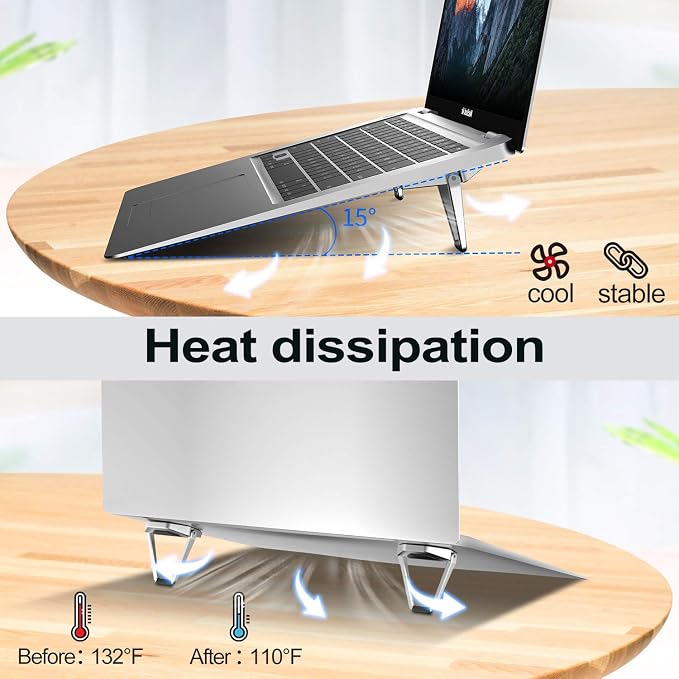 Laptop Stand for Desk, Portable Anti-Slip Keyboard Riser, Zinc Alloy Keyboard - Image 3