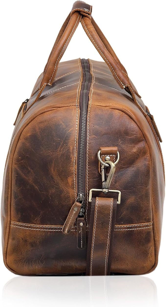 Leather Travel Duffel Bags for Men and Women Full Grain Leather Overnight - Image 5