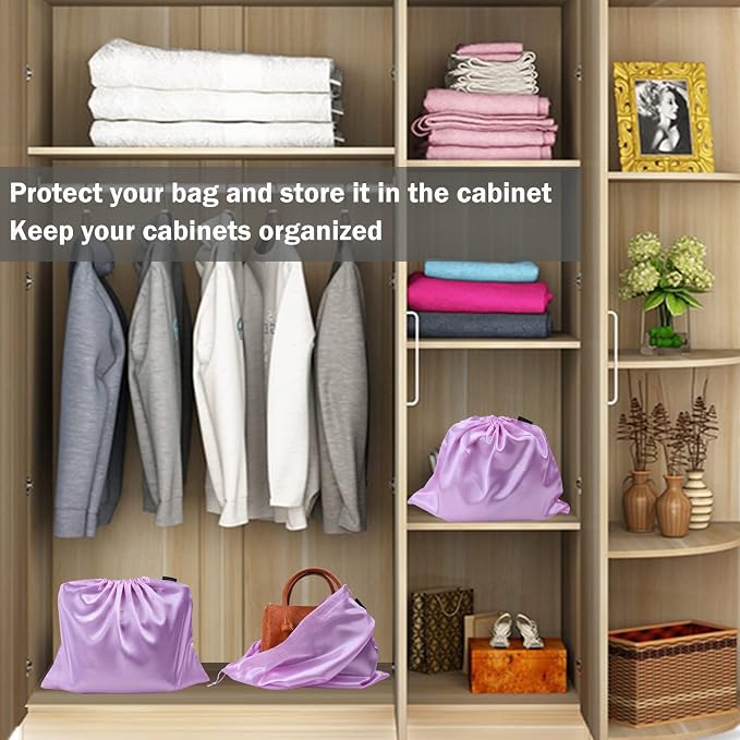 6 Pack Dust Bags for Handbags Silk Dust Cover Bag for Handbags Purses Shoes - Image 2