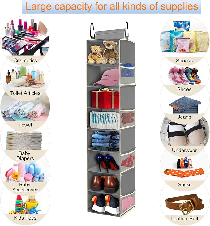 Large-Sized Hanging Shoe Organizer 8-Shelf, Hanging Closet Organizer - Image 6