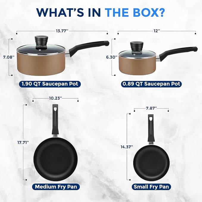 SereneLife 6-Piece Pots and Pans Set – Nonstick Cookware, Heat-Resistant - Image 3