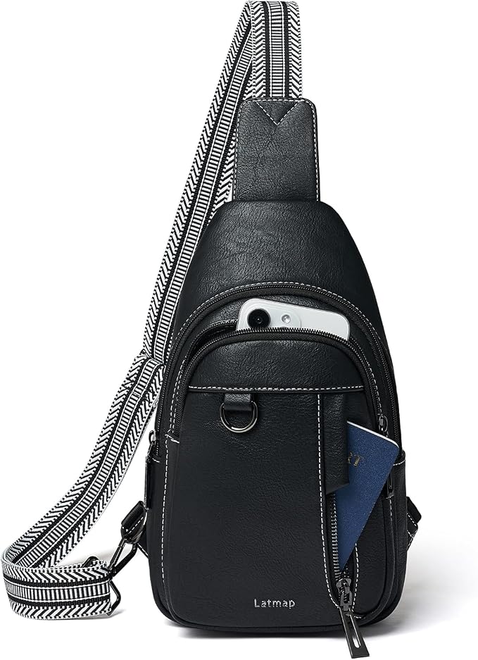7L Sling Bag for Women Men Leather Small Sling Backpack Daypack Anti Theft by LATMAP