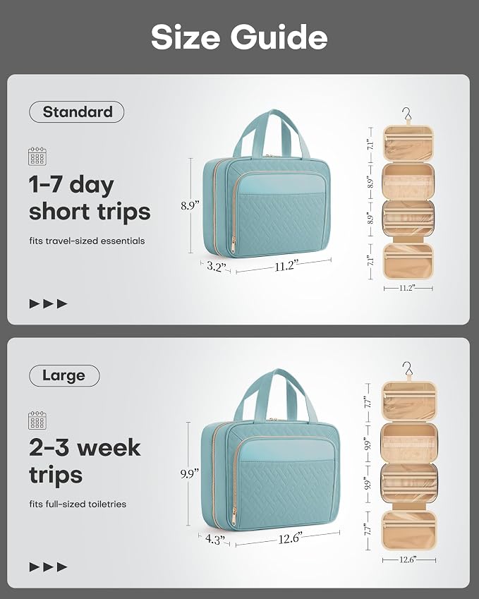 HOTOR Travel Toiletry Bag for Women & Men, Waterproof Makeup Bag - Image 2