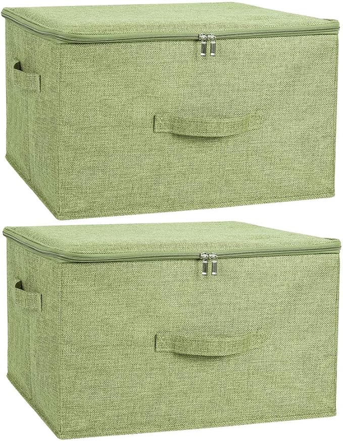 ANMINY 2PCS Storage Bins with Zipper Lids 36 Qt Lidded Fabric Storage Boxes by ANMINY