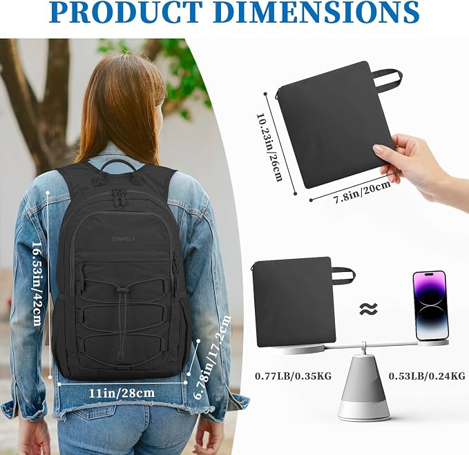 ZOMFELT Hiking Backpack for Women Men, 20L Lightweight Packable Backpack for - Image 2
