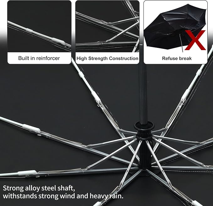 Color Coated Sun Umbrella UV Protection Compact Folding Windproof Parasols - Image 7