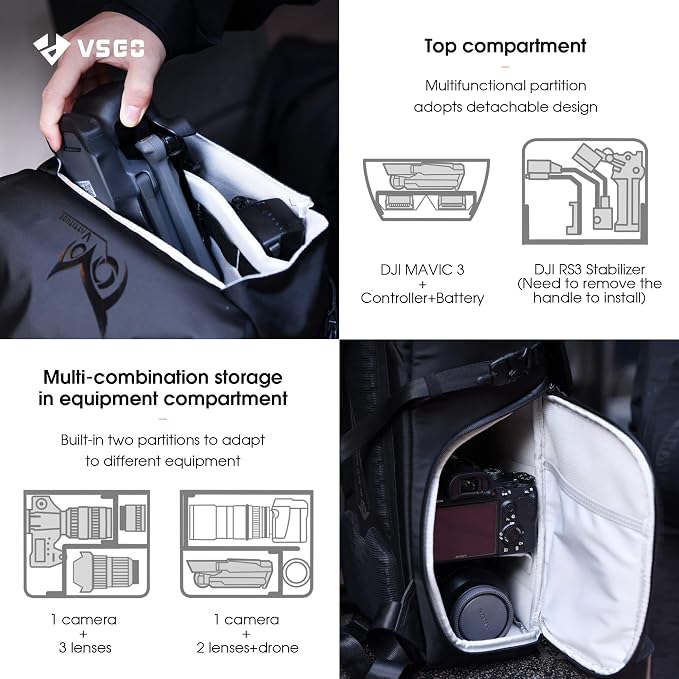 VSGO Black Snipe Camera Backpack 16L – Lightweight 1.1kg Professional DSLR/SLR - Image 8