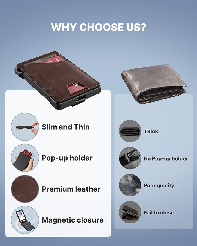 typecase Tactical Wallet for Men Card Holder: Pop Up Card Case, Genuine Leather - Image 9