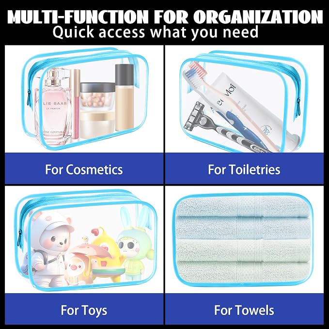16 Pieces Clear Cosmetic Bags, PVC Clear Pouch - Image 5