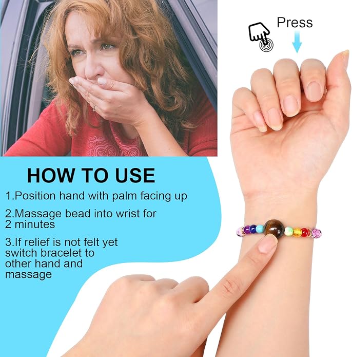 Sureio 6 Pcs Motion Sickness Bands Bracelet Anti Nausea Adjustable Wristband - Image 4