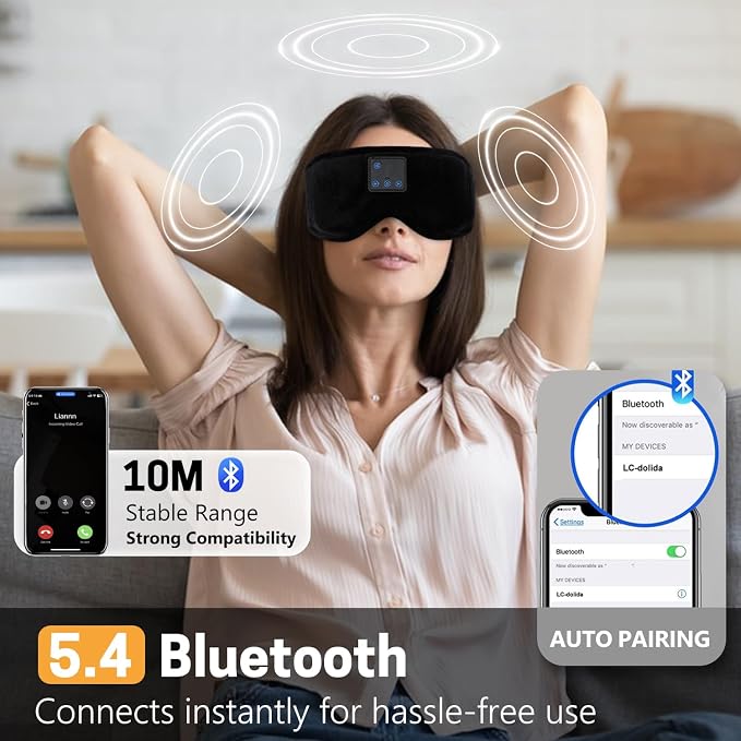 Sleep Mask with Bluetooth Headphones 3D Contour Sleeping Headphones 5.4 - Image 5