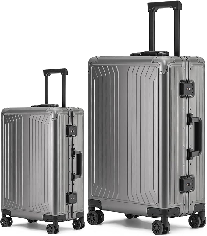 Metal all aluminum carry-on suitcase 20 "hard face, TSA lock and rotating wheel by XZSP+AISU