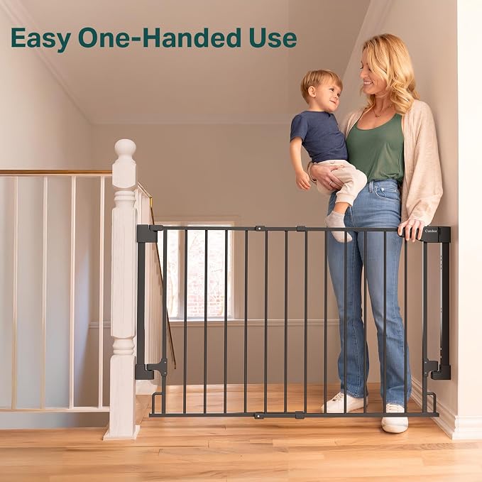 Cumbor 29.2–43" Baby Gate for Stairs, Wall-Mounted, Expandable No Bottom Bar - Image 6