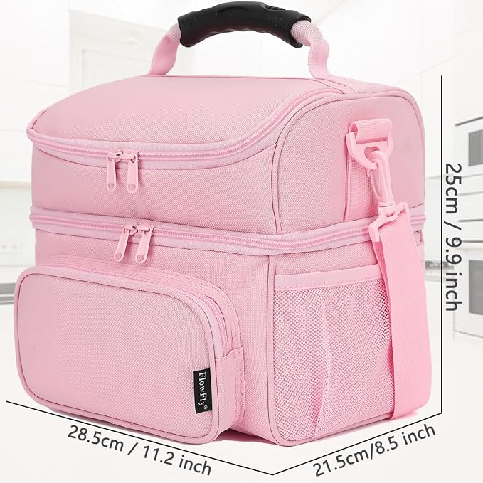 FlowFly Double Layer Cooler Insulated Lunch Bag Adult Lunch Box Large Tote Bag - Image 3