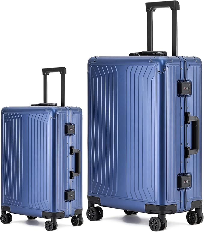 Metal all aluminum carry-on suitcase 20 "hard face, TSA lock and rotating wheel by XZSP+AISU