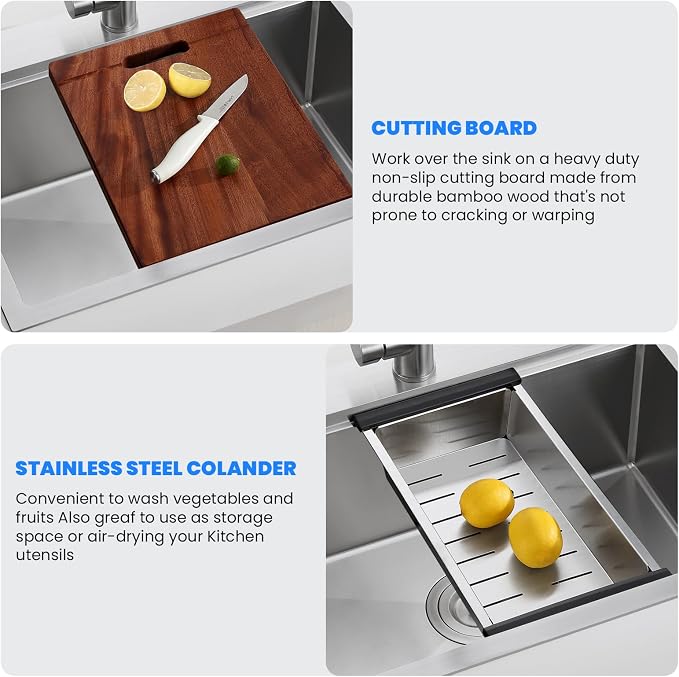 POPFLY 28 x 20 Inch Kitchen Sink, 28 Inch Stainless Steel Top Mount Drop in - Image 4