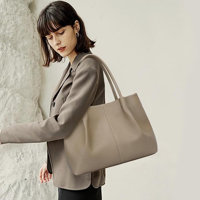 KKXIU Tote Bag for Women Vegan Leather Shoulder Purse Large Capacity Travel Bag - Image 3