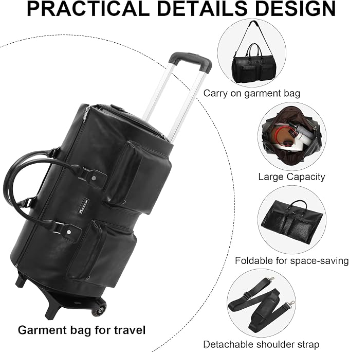 Modoker Rolling Garment Bag for Travel Wheeled Duffel Bag Luggage Suit Travel - Image 4