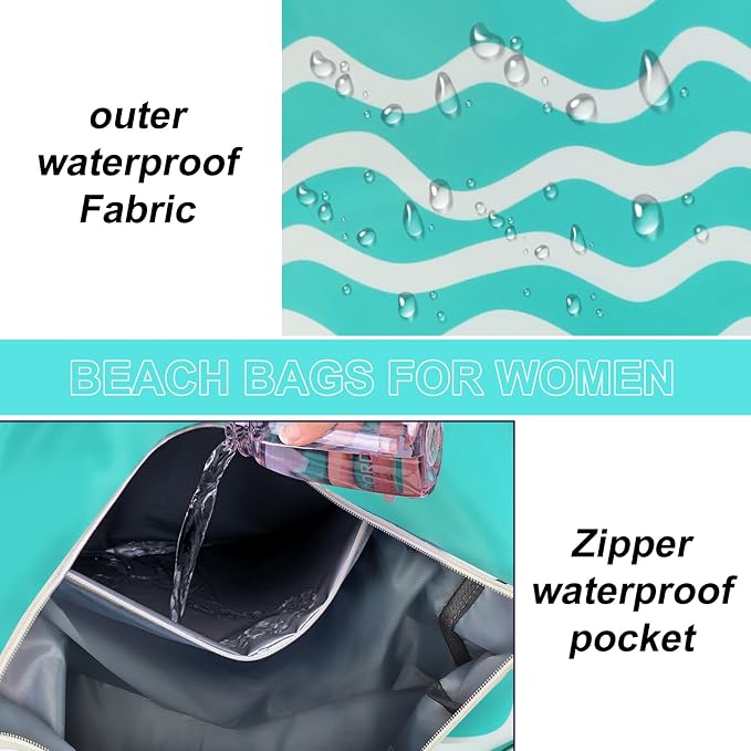 LEDAOU Beach Bag Waterproof Sandproof Women Tote Bag Pool Bag - Image 3