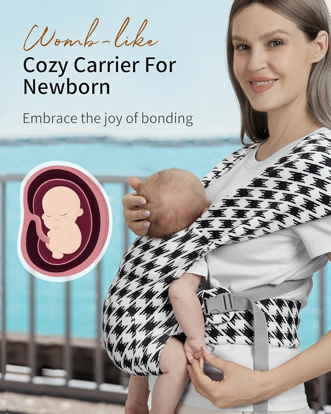Newborn Carrier, Cozy Baby Carrier, Ergonomic Cross-Back Wrap, Hands-Free - Image 4