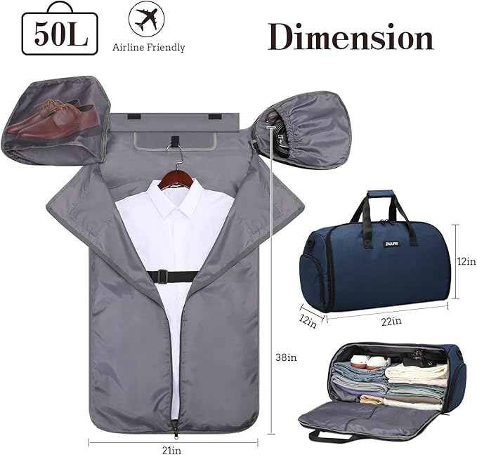 Garment Duffle Bags for Travel, Carry On Garment Duffel Weekender Bag 45L | - Image 4