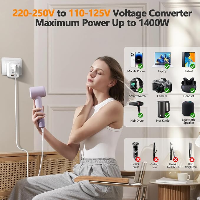 220V to 110V Voltage Converter US to Europe International Universal Travel - Image 4