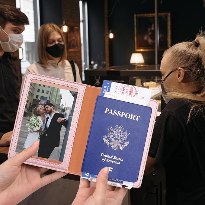 Herain Passport Holder 2Pcs, Passport Cover Wallet Case - Image 3