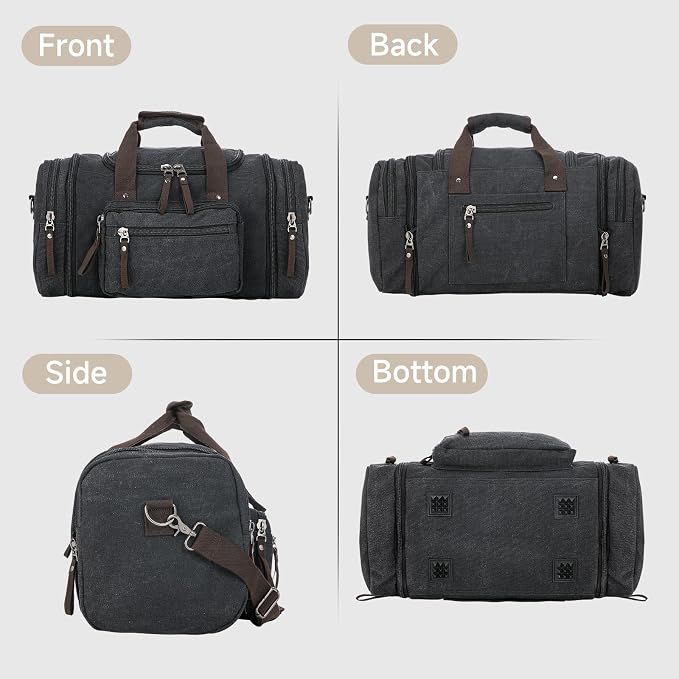 Canvas Expandable Duffle Bag for Men Traveling, Luggage Travel Bag Weekender - Image 5