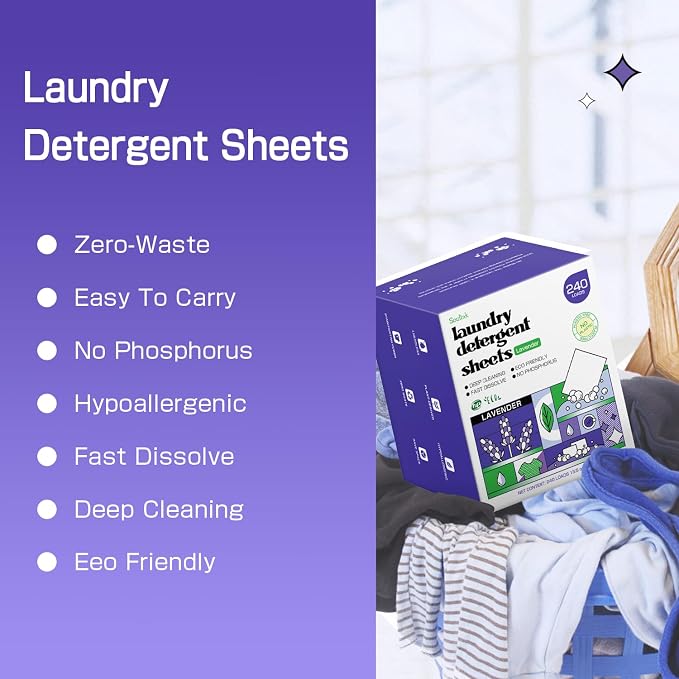 Soulink Lavender Laundry Detergent Sheets, 240 Loads - Image 5