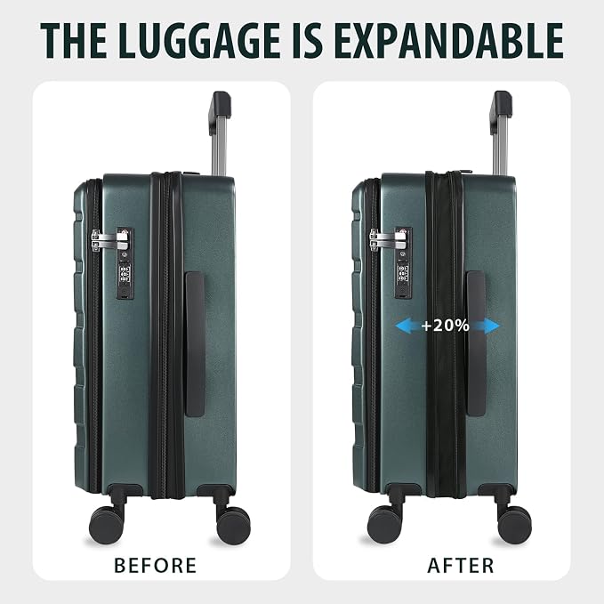 KROSER Carry On Luggage with Spinner Wheels & Built-in TSA Lock, Expandable Top - Image 5
