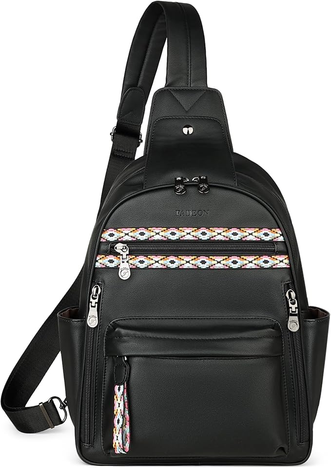 FADEON Large Sling Bag for Women, Leather Crossbody Purse Designer Anti Theft - Image 9