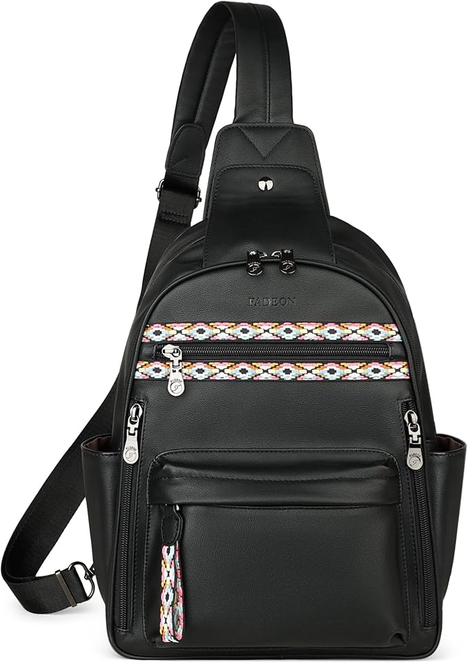 FADEON Large Sling Bag for Women, Leather Crossbody Purse Designer Anti Theft by FADEON