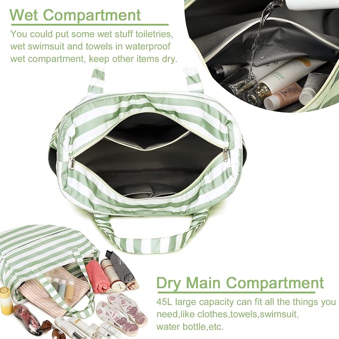 LEDAOU Beach Bag Waterproof Sandproof Women Tote Bag Pool Bag - Image 2