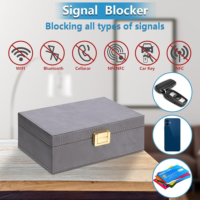 TICONN Faraday Box, Car Key Fob Protector, PU Leather Signal Blocker - Image 4