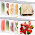 SPLF 10 Pack Reusable Sandwich Bags Dishwasher Safe, Reusable Quart Freezer Bags by SPLF