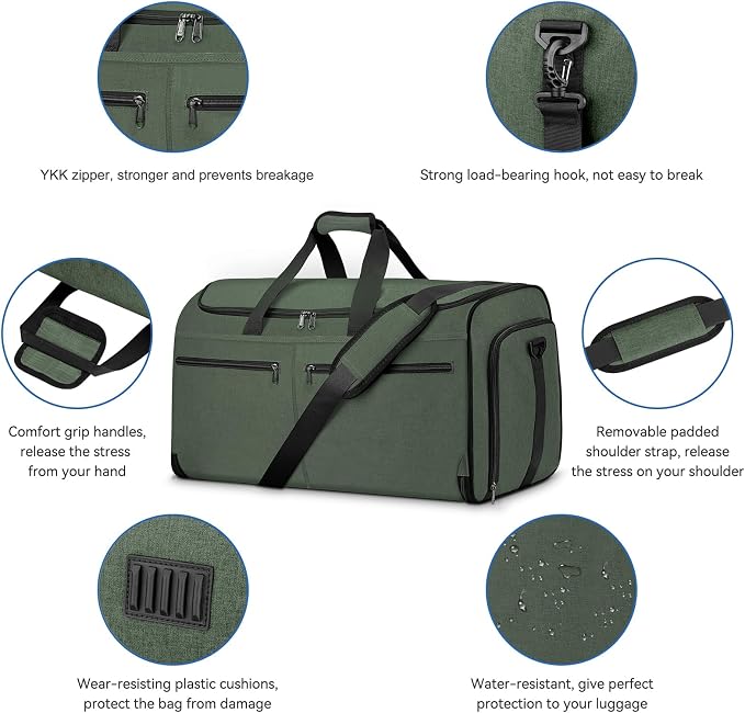 Bukere Garment Bags for Travel, Large Convertible Garment Duffel Bag for Men - Image 5