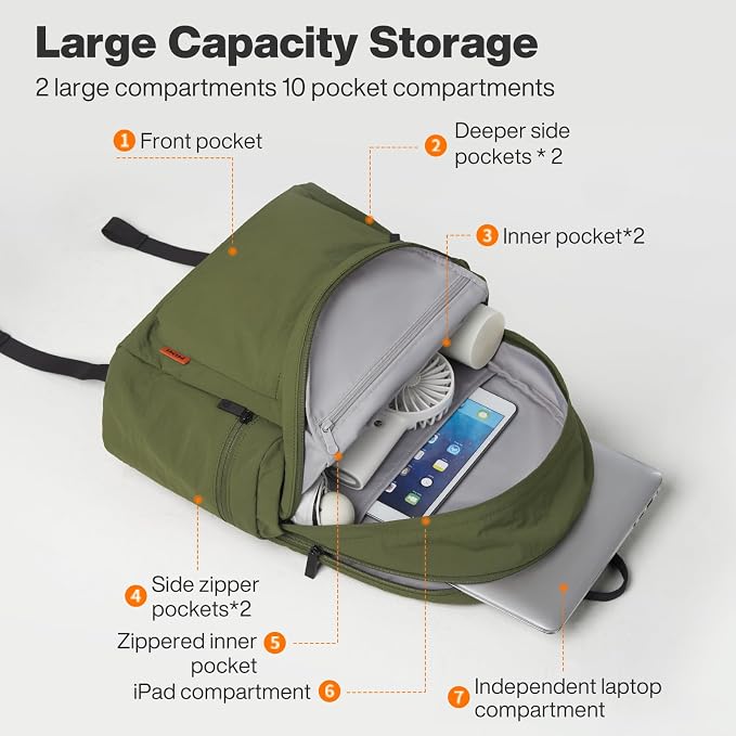 mixi Outdoor Lightweight Backpack Casual Carry On Laptop Backpack Travel Bookbag - Image 2