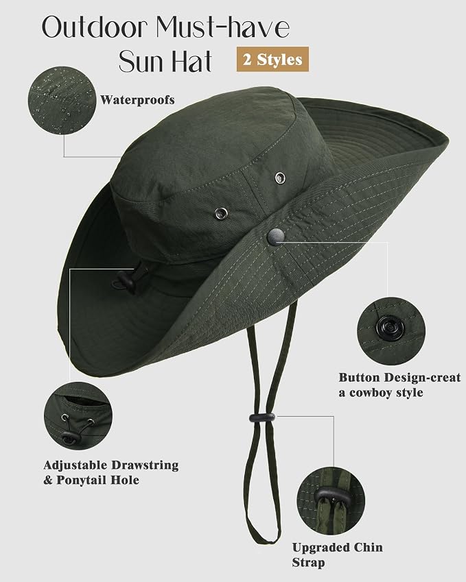 FURTALK Sun Hats for Women Ponytail UPF 50+ Beach Summer Hat Wide Brim Packable - Image 2