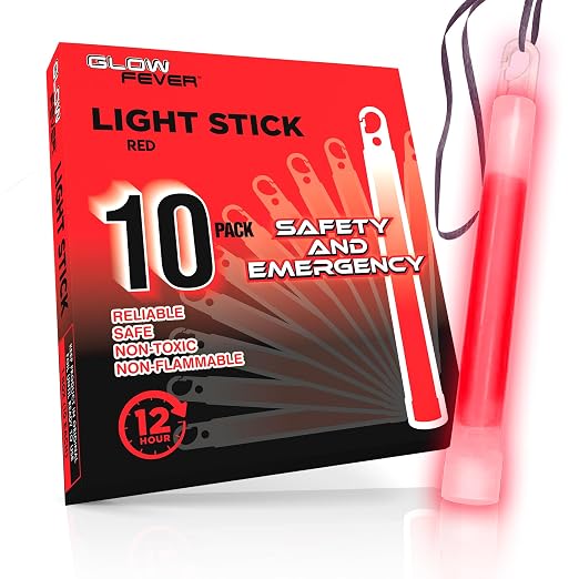 Glow Fever Emergency Safety Military Grade Glow Sticks; 10pcs, Hurricane and - Image 2
