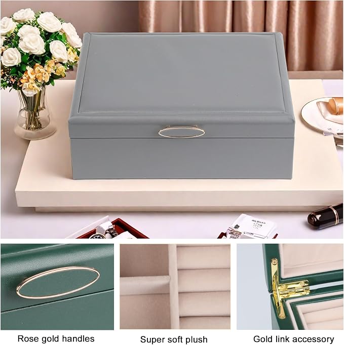 Small Jewelry Organizer for Women, 2-Layer Travel Jewelry Box - Image 2
