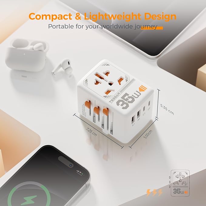 TESSAN Universal Travel Adapter 35W, International Plug Adaptor - Image 6
