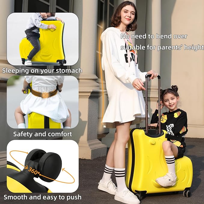 N-A Kids Ride On Suitcase with Wheels, Scooter Luggage - Image 2