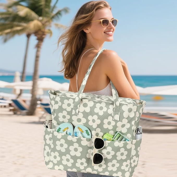 LEDAOU Beach Bag Waterproof Sandproof Women Tote Bag Pool Bag - Image 2